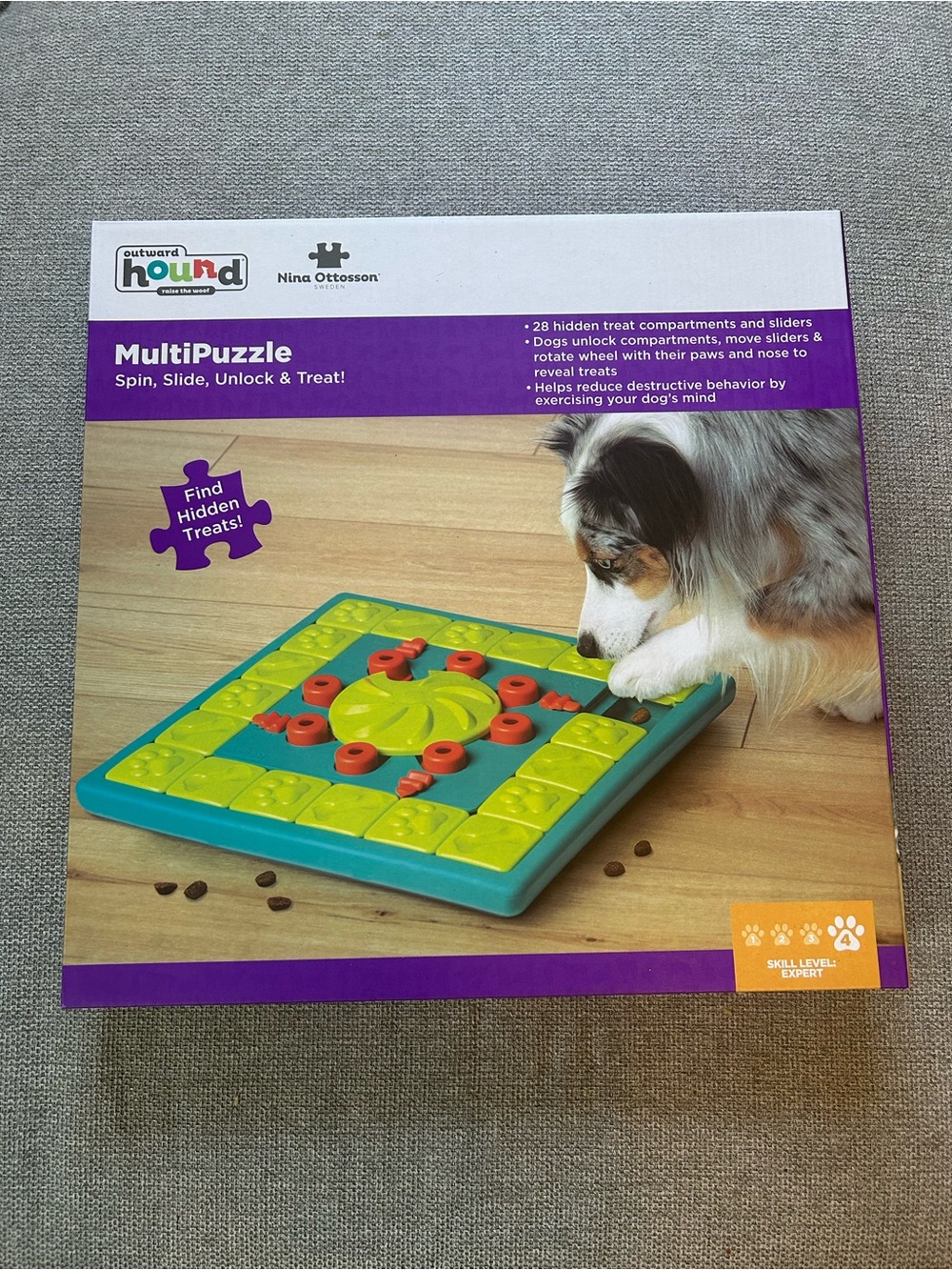 Outward Hound Multipuzzle Dog Treat Puzzle - Teal & Lime